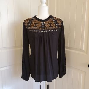 Lucky Brand NWT Embellished Gold Blouse XL NWT
